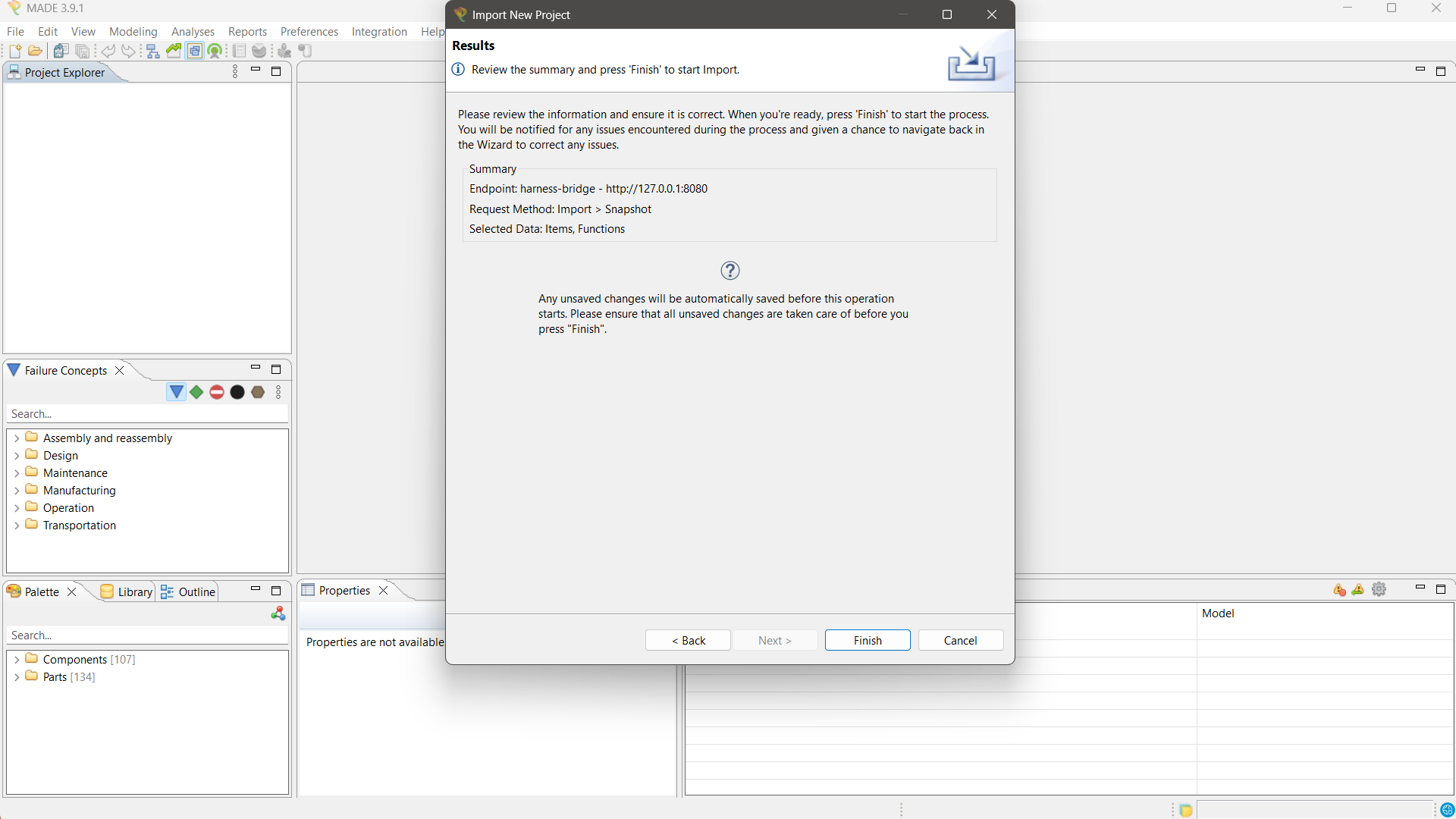 MADe Results step summarising endpoint, request method and selected data