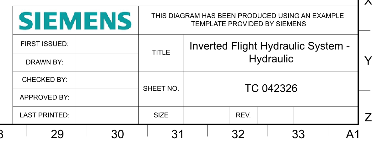 NX title block reading Inverted Flight Hydraulic System - Hydraulic and TC 042326