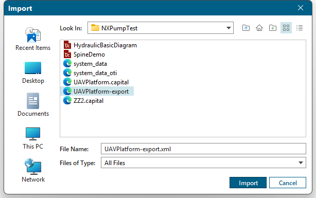 Project Manager File Import of generated project XML